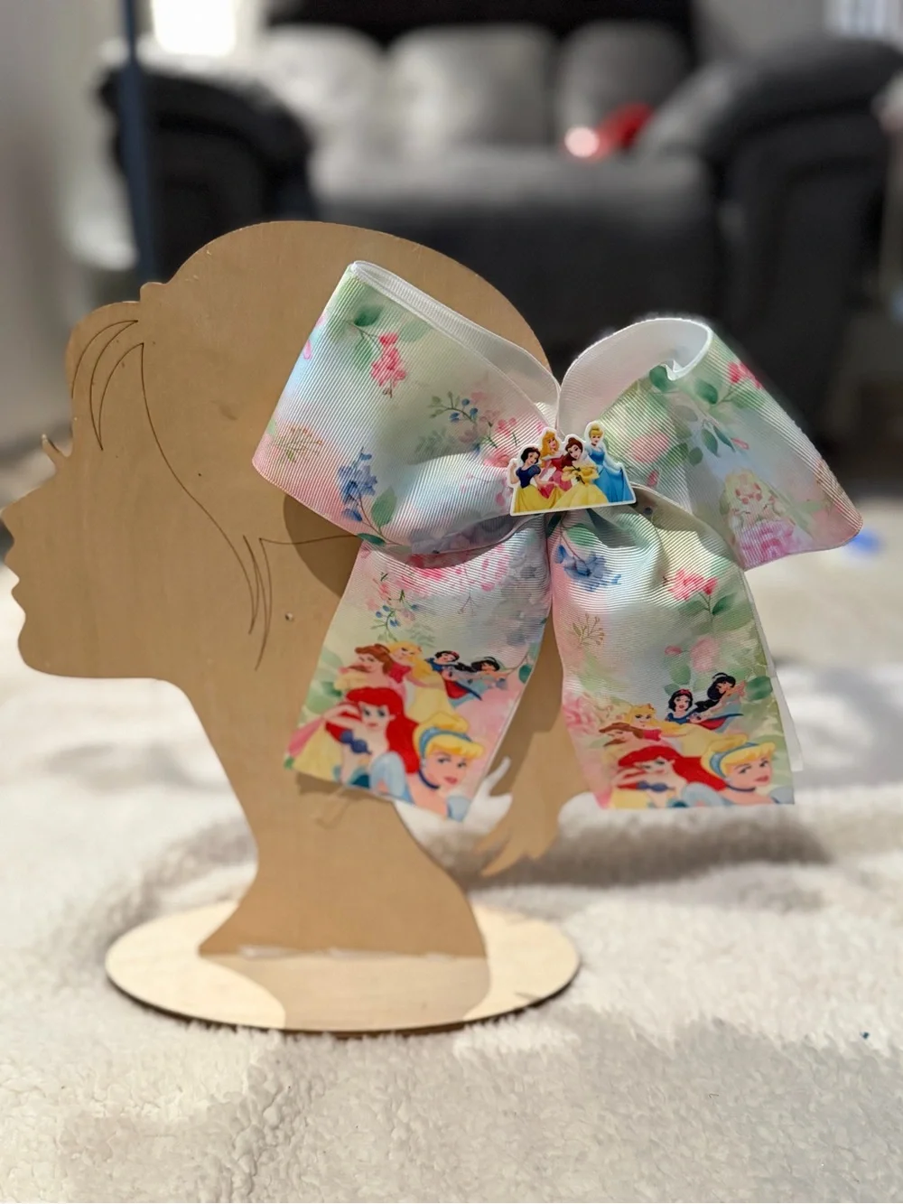 Disney Frozen Elsa White Sequin & Blue Character Bow Hair Clip